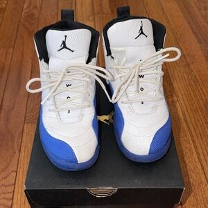 Air Jordan 12 White and Royal Blue Sneakers